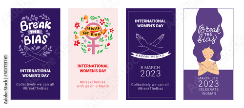 Horizontal Vector banner for International Womens Day Break the Bias