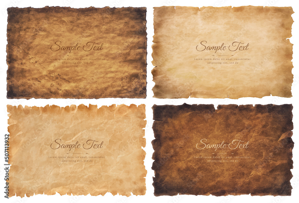 Vector Old Parchment Paper Sheet Vintage Aged Or Texture Isolated