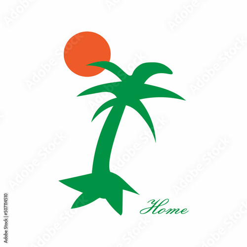 T-shirt design with coconut tree and the moon. Elegant for summer tees, t-shirt design, apparel, clothing company, fashion, outfit. 