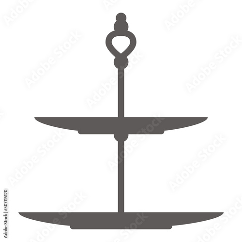 Cake stand in flat icon style. Empty tray for fruit and desserts. Vector silhouette