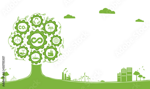 circular economy icon. The concept of eternity, endless and unlimited, circular economy for future growth of business and environment sustainable.	
