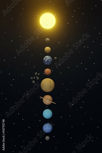 Fototapeta Naklejka Na Ścianę i Meble -  cosmic theme 3d render with glowing stars and planet
