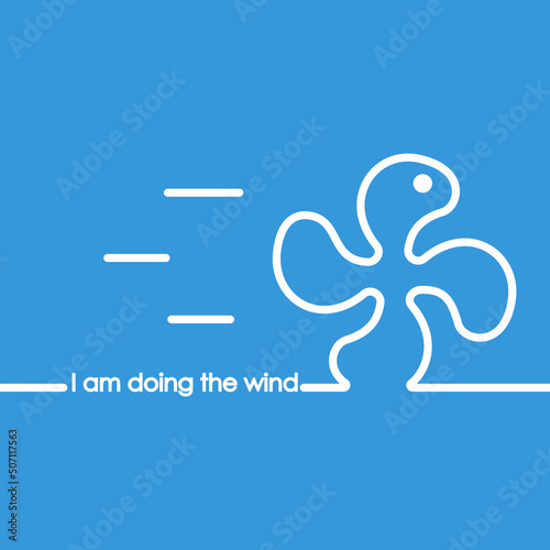 Fan white line template. Landing page air conditioning. Vector illustration flat design. Isolated on background. Air conditioning. Template abstract ventilation.