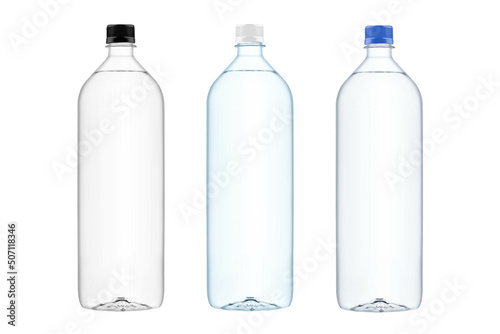 Collection of water bottle isolated on white background