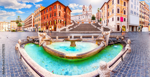 Fountain of the Boat in front of the Spanish Steps, Rome, Italy