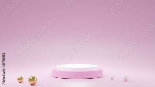 Product presentation. The podium in Pink color is made in 3D © Mykhailo