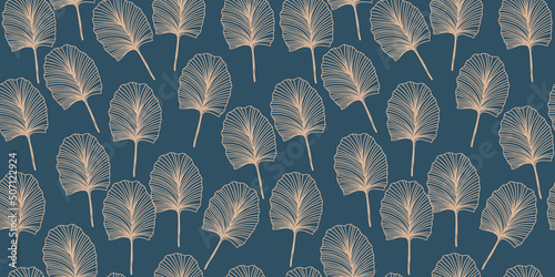 Fotografiet Japanese style pattern with linear burdock on dark blue background
