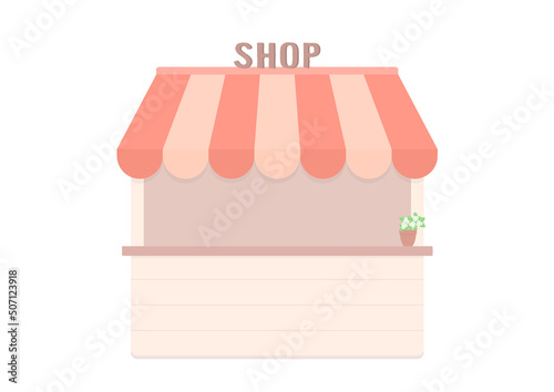 SHOPの文字とピンク色のシェードがかわいい屋台のイラスト - お店･ショッピングのイメージ素材
