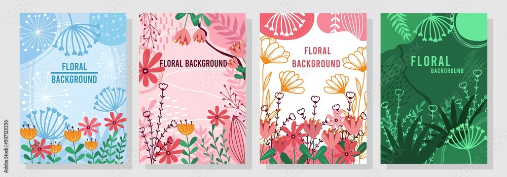 Vector set floral background, Nature background, banner, cover, templates, posters. Vector set floral background, Nature background, banner, cover, templates, posters.