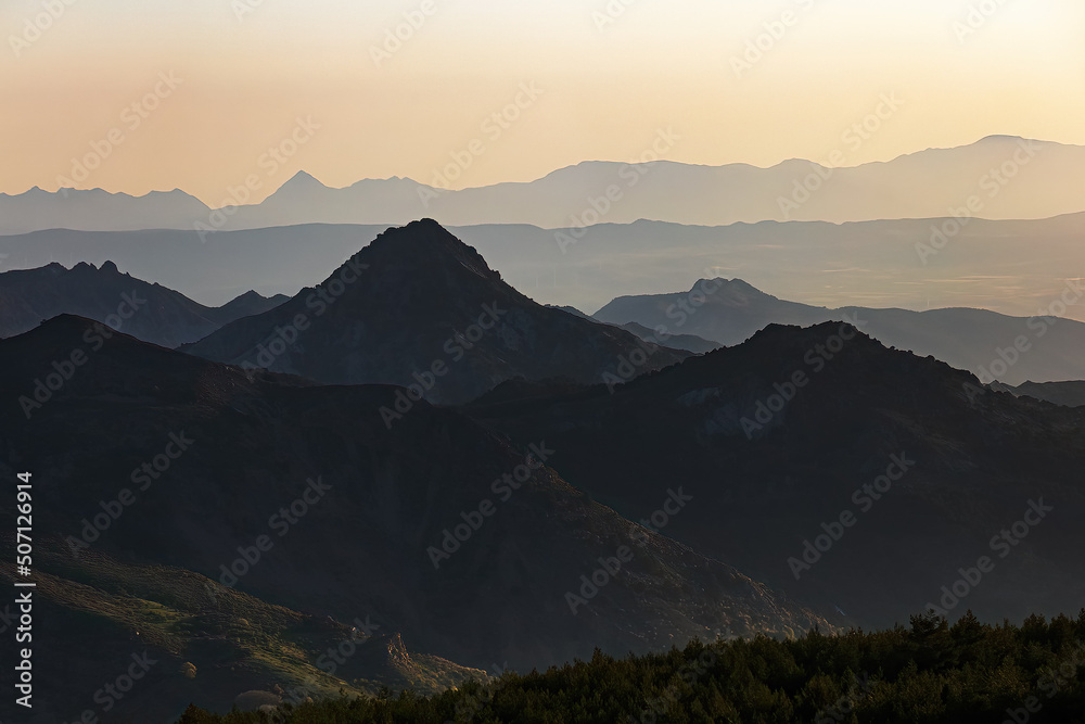 Sierra Nevada mountains in Andulusia during sunset