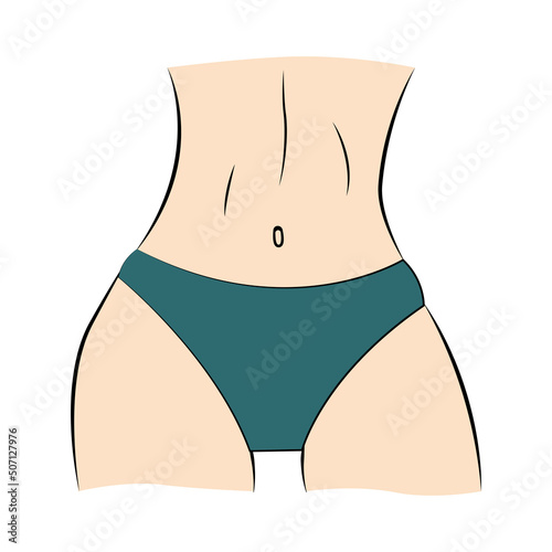 Skinny woman body on white background. Vector illustration.