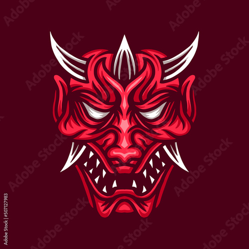 red demon mask illustration