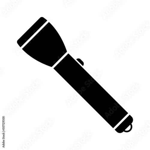 Flashlight icon. Pocket flashlight. Black silhouette. Side view. Vector simple flat graphic illustration. Isolated object on a white background. Isolate.