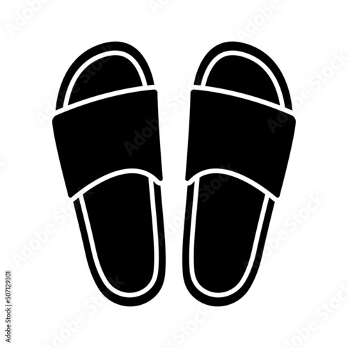 Flip flops icon. Summer beach slippers. Black silhouette. Top view in front. Vector simple flat graphic illustration. Isolated object on a white background. Isolate.