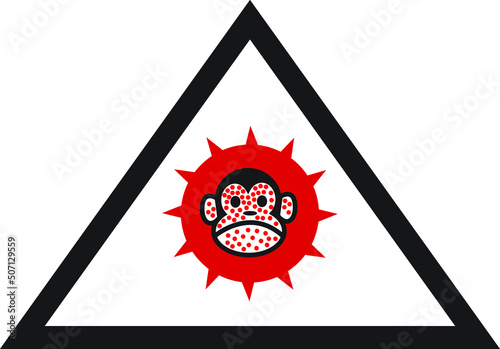 Monkeypox virus outbreak pandemic awareness and alert icon against disease spread, symptoms or precautions. Vector Illustration.
