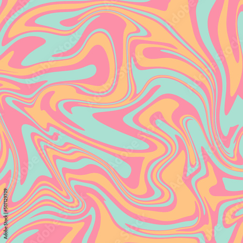 Hand drawn colorful retro style groovy psychedelic background