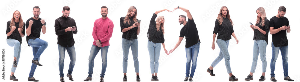 Fototapeta premium collage of photos of successful young people.
