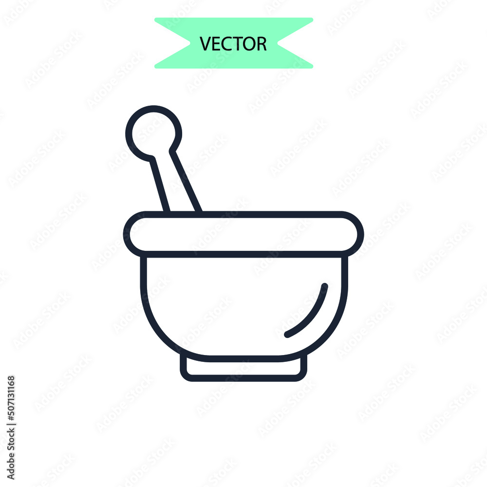 mortar and pestle icons symbol vector elements for infographic web mortar and pestle icons symbol vector elements for infographic web