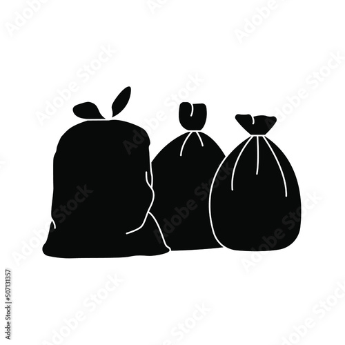 Trash bags icon.  Waste sign. Vector illustration