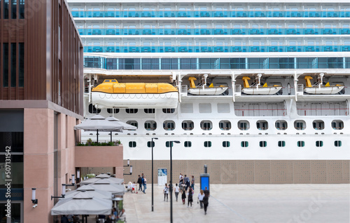 Photography Cruise ship docked in galataport. Front view