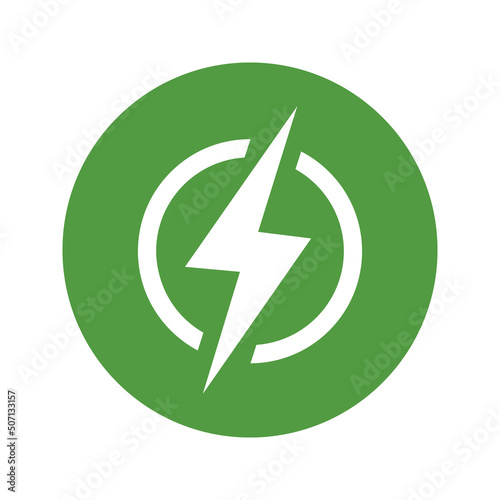 Eco electric lightning icon Zero emission vehicle Battery charging station sign