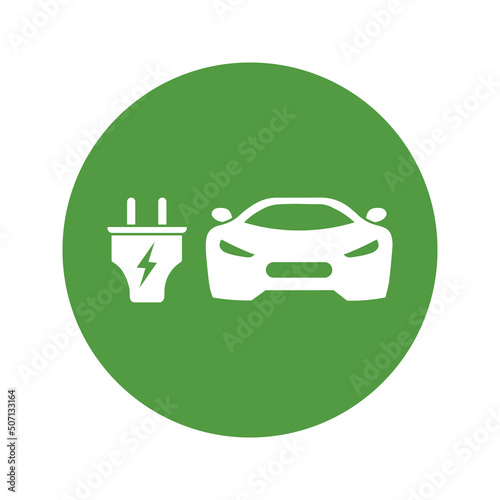 Eco electrocar icon Zero emission vehicle Battery charging station sign