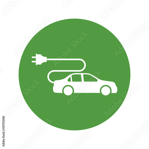 Eco electrocar icon Zero emission vehicle Battery charging station sign
