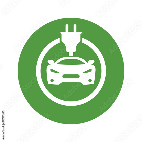 Eco electrocar icon Zero emission vehicle Battery charging station sign