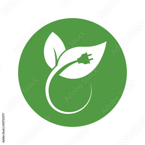 Eco electrocar icon Zero emission vehicle Battery charging station sign