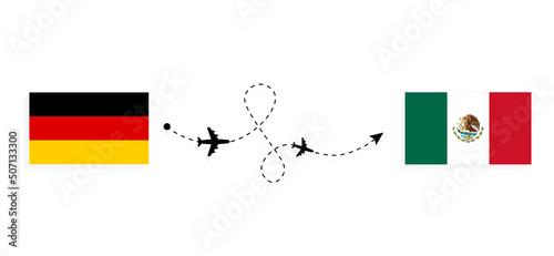 Flight and travel from Germany to Mexico by passenger airplane Travel concept