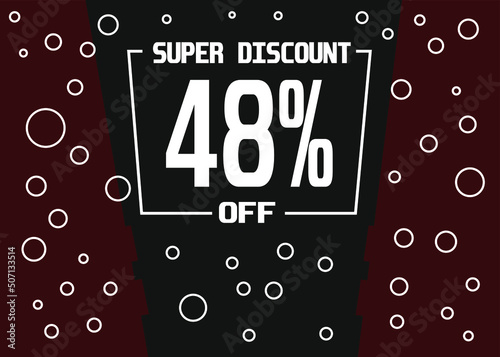 Super discount 48%. 48% off discount sale modern banner vector illustration.