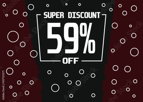 Super discount 59%. 59% off discount sale modern banner vector illustration.