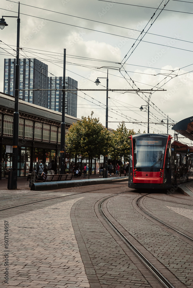 Tramway in Delft, South Holland, the Netherlands, in Summer