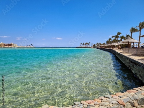 Beach at Arabia Azur Resort, in Hurghada, Egypt.