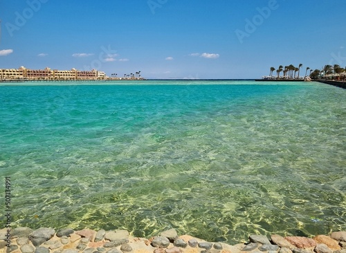 Beach at Arabia Azur Resort  in Hurghada  Egypt.