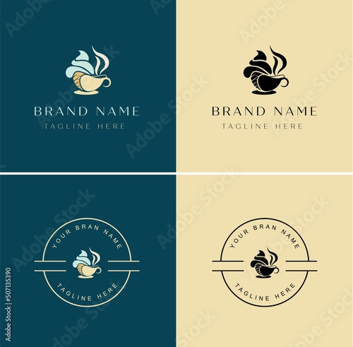 ice cream and coffe logo design template for your brand
