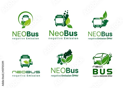 negative emission bus logo design for your company. ecological transportation logo