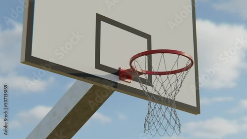 3D rendering animation of a basketball hoop outdoor
