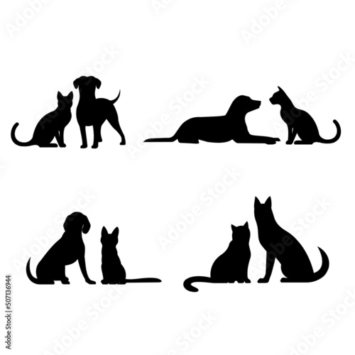 Cat and dog silhouettes vector illustration