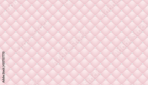 Pink luxurious chesterfield capitone leather texture furniture seamless pattern. Rhombs background abstract texture of a luxury leather wall, chair, sofa, interior studio. Vector illustration
