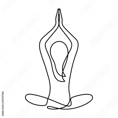 woman in yoga pose balancing vector illustration. One line drawing and continuous style isolated on white background.