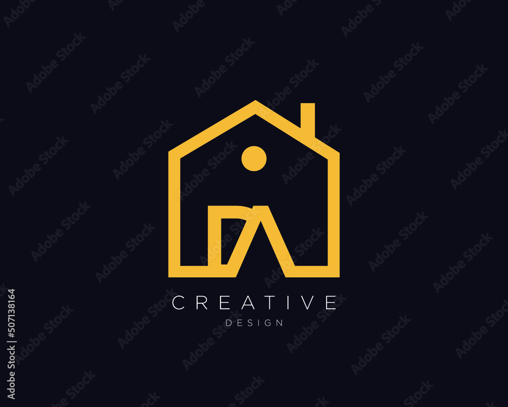 Minimal Real Estate DA Logo Template, Creative Letter DA House Logo Design Minimal Real Estate DA Logo Template, Creative Letter DA House Logo Design