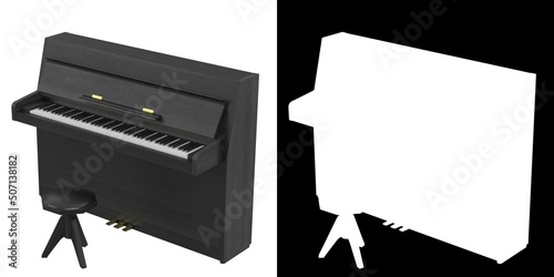 3D rendering illustration of a vertical piano photo