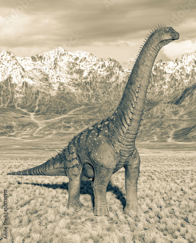 alamosaurus in the plains and mountains © DM7
