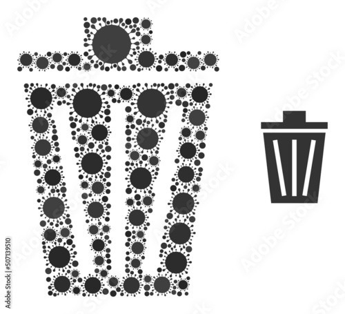 Bucket mosaic icon. Vector mosaic organized from randomized bacilla items. Infection mosaic bucket icon. Bucket mosaic for isolation templates.