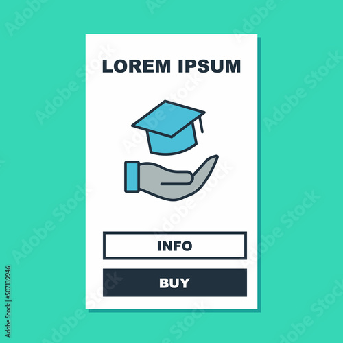 Filled outline Education grant icon isolated on turquoise background. Tuition fee, financial education, budget fund, scholarship program, graduation hat. Vector