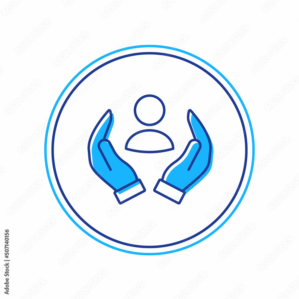 Filled outline Life insurance icon isolated on white background. Security, safety, protection, protect concept. Vector