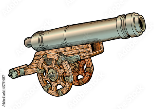 Old Cannon on white background