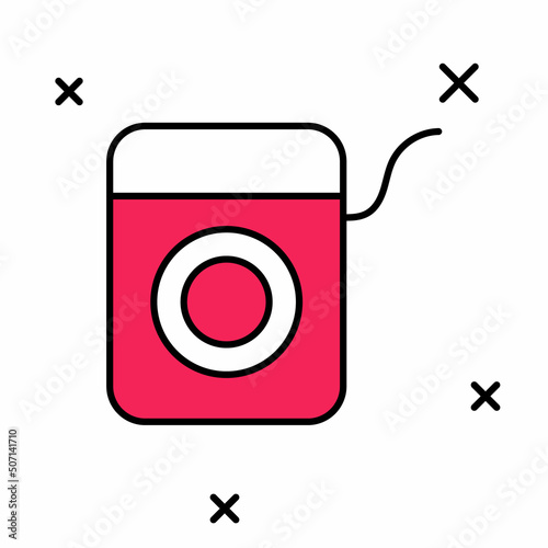 Filled outline Dental floss icon isolated on white background. Vector