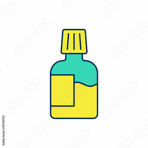 Filled outline Mouthwash plastic bottle icon isolated on white background. Liquid for rinsing mouth. Oralcare equipment. Vector